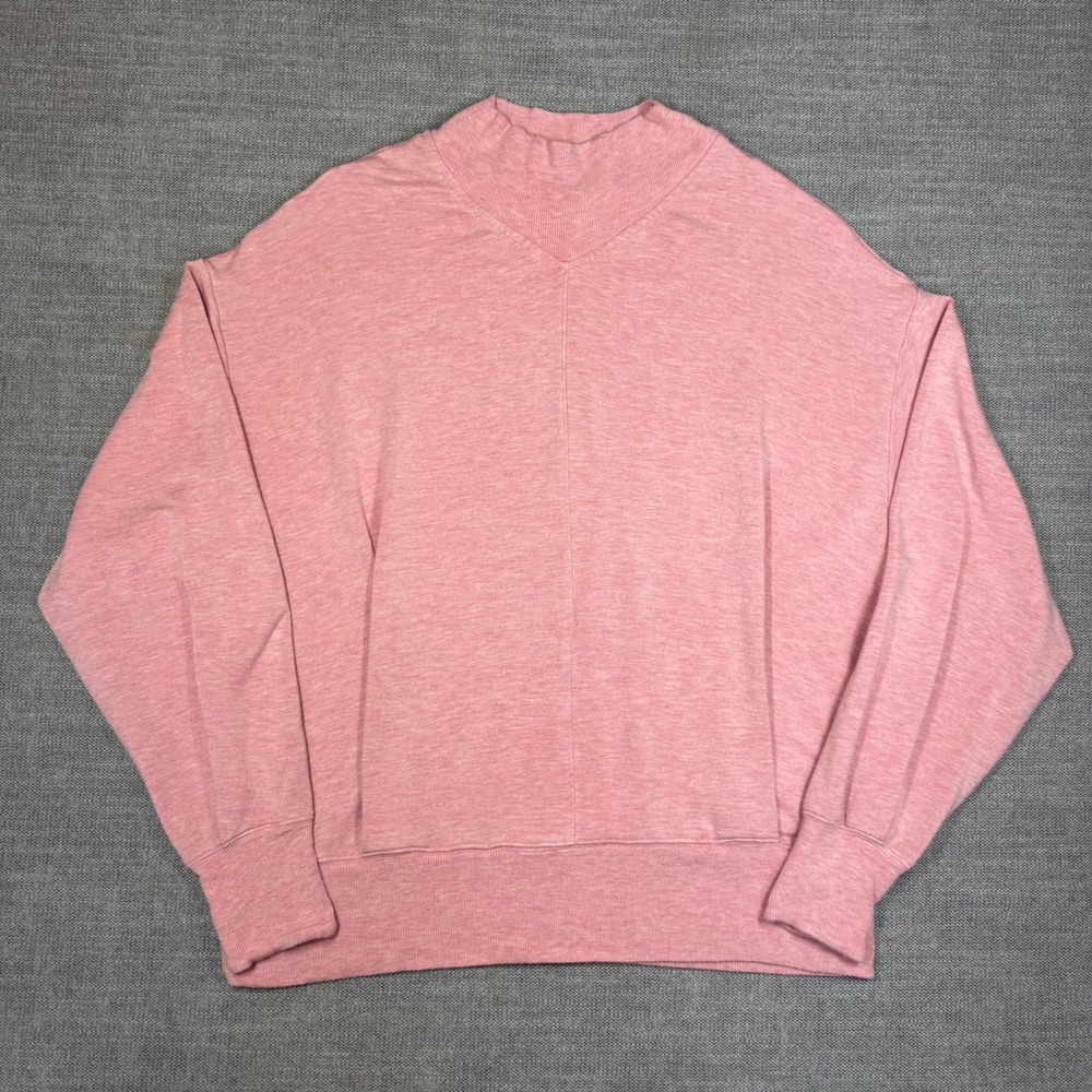 Athleta Apollo Mockneck Sweater Pink Heathered Pullover Tencel Modal Large Soft